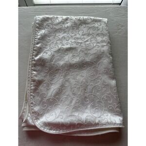 Lenox Bright White Damask Large Rectangle Tablecloth Rope Hem 116" x 57" approx